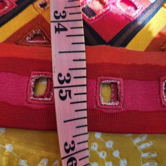 DVF Diane Von Furstenberg Silk Shift Dress Womens Sz 2 Black Tribal Boho Sleevle - Picture 8 of 13